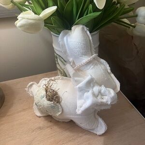 White Fabric Bunny Decor